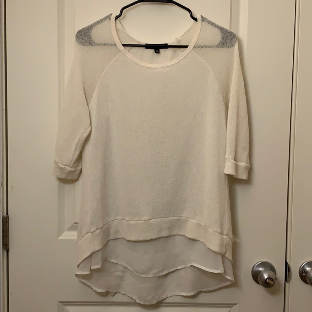 White mixed media top